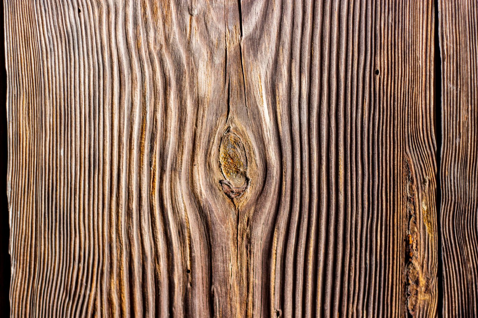 Extreme close-up of natural wood grain texture with a visible knot